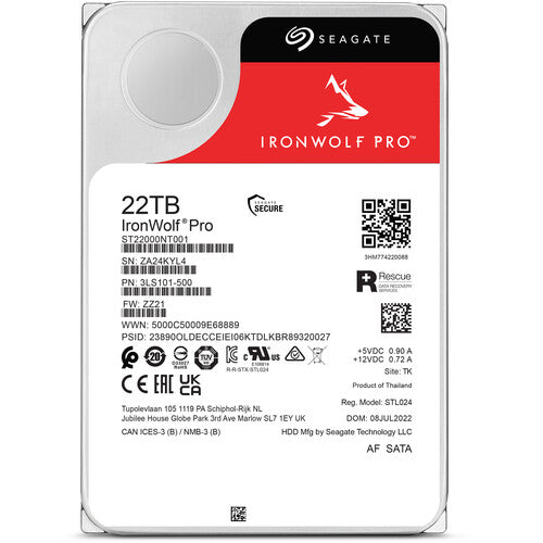 Seagate 22TB IronWolf Pro 7200 rpm SATA III 3.5" NAS HDD (CMR)