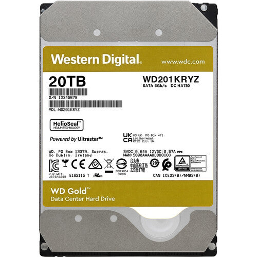 WD 20TB Gold 7200 rpm SATA III 3.5" Enterprise HDD